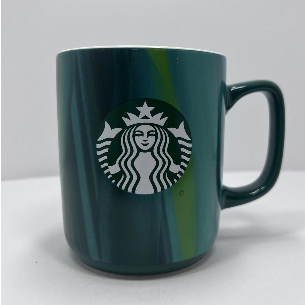 Starbucks Green Variegated Marbled Design Mug 2022 Mermaid Logo 15 oz